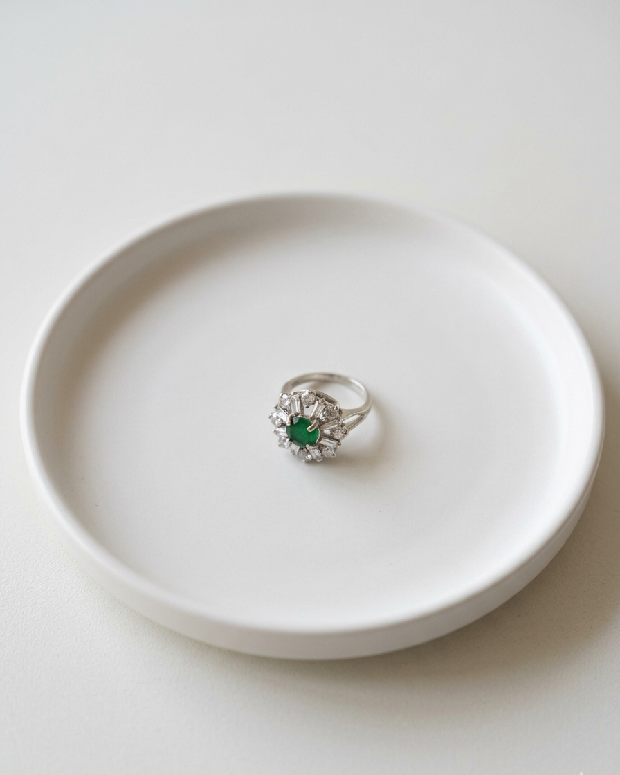 Green stone stainless ring